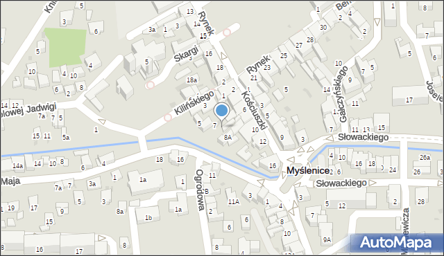 Myślenice, Kilińskiego Jana, płk., 7a, mapa Myślenice