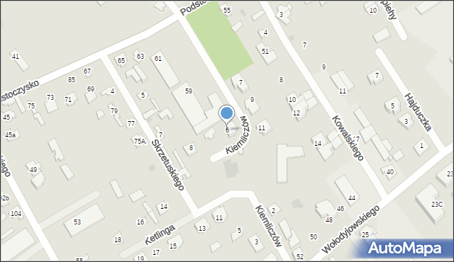 Ostrów Mazowiecka, Kiemliczów, 6, mapa Ostrów Mazowiecka