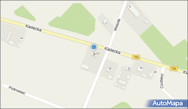 Piotrowiec, Kielecka, 28, mapa Piotrowiec