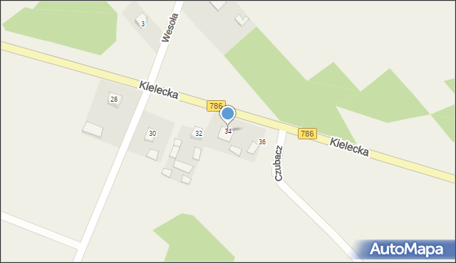 Piotrowiec, Kielecka, 34, mapa Piotrowiec