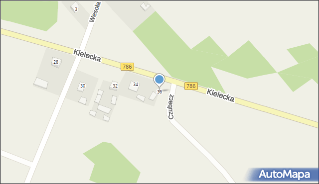 Piotrowiec, Kielecka, 36, mapa Piotrowiec