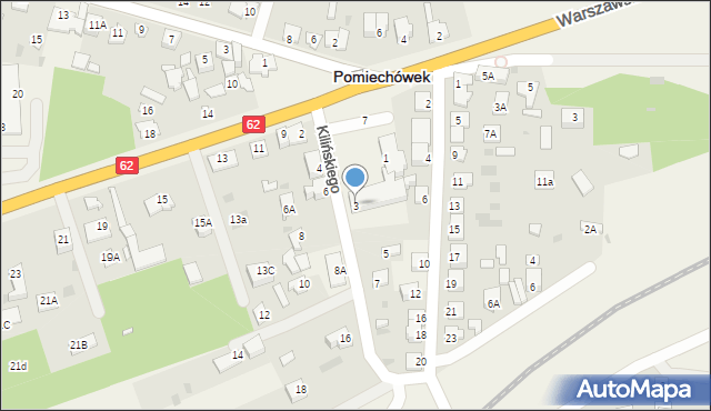 Pomiechówek, Kilińskiego Jana, płk., 3, mapa Pomiechówek