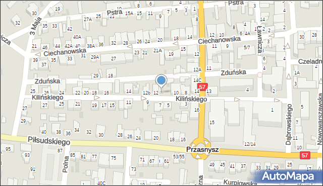 Przasnysz, Kilińskiego Jana, płk., 12A, mapa Przasnysz