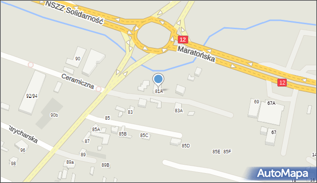 Radom, Kielecka, 81A, mapa Radomia