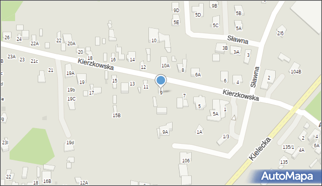 Radom, Kierzkowska, 9, mapa Radomia