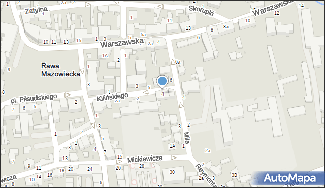 Rawa Mazowiecka, Kilińskiego Jana, płk., 4, mapa Rawa Mazowiecka