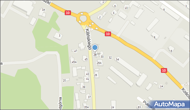 Sierpc, Kilińskiego Jana, płk., 28, mapa Sierpc