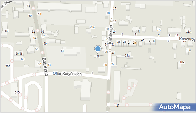 Skierniewice, Kilińskiego Jana, płk., 28, mapa Skierniewic