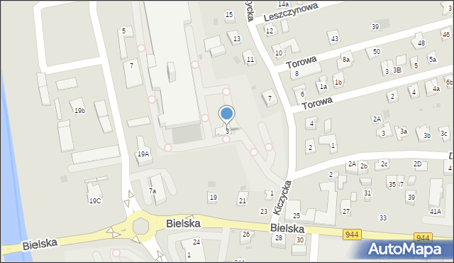 Skoczów, Kiczycka, 3, mapa Skoczów