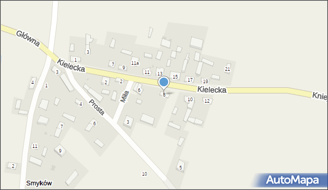 Smyków, Kielecka, 8, mapa Smyków