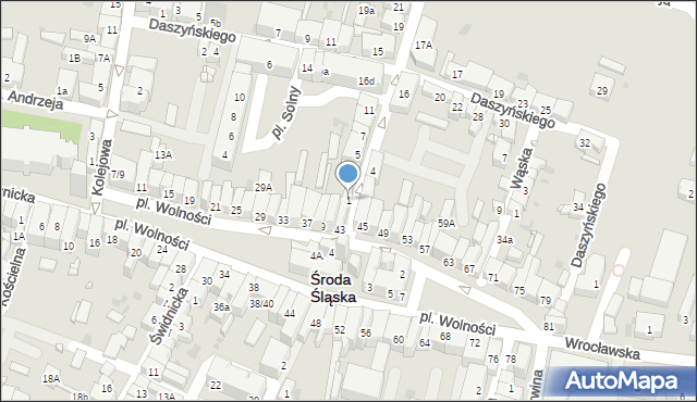 Środa Śląska, Kilińskiego Jana, płk., 1, mapa Środa Śląska