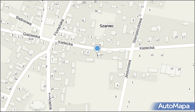 Szaniec, Kielecka, 6, mapa Szaniec