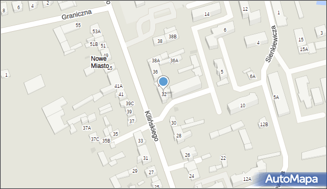 Szczuczyn, Kilińskiego Jana, płk., 32, mapa Szczuczyn