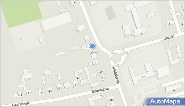 Szczuczyn, Kilińskiego Jana, płk., 61, mapa Szczuczyn
