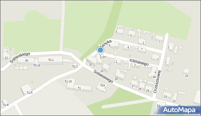 Szprotawa, Kilińskiego Jana, płk., 1, mapa Szprotawa