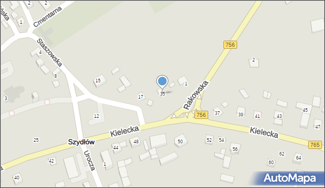 Szydłów, Kielecka, 35, mapa Szydłów