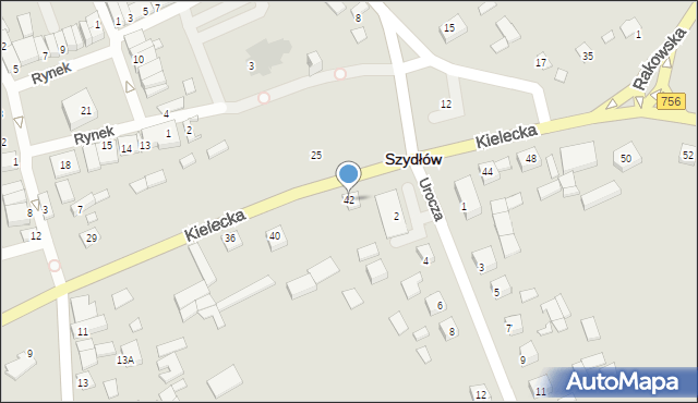 Szydłów, Kielecka, 42, mapa Szydłów