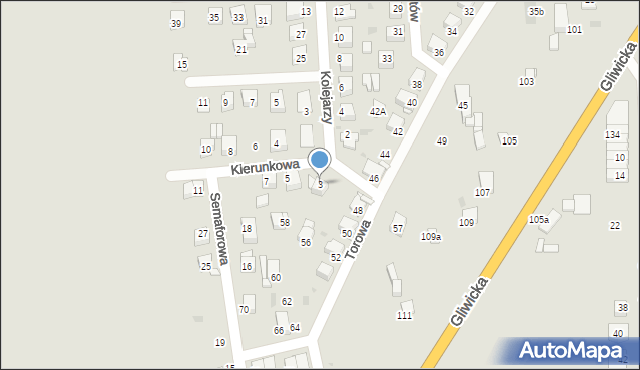 Tarnowskie Góry, Kierunkowa, 3, mapa Tarnowskie Góry