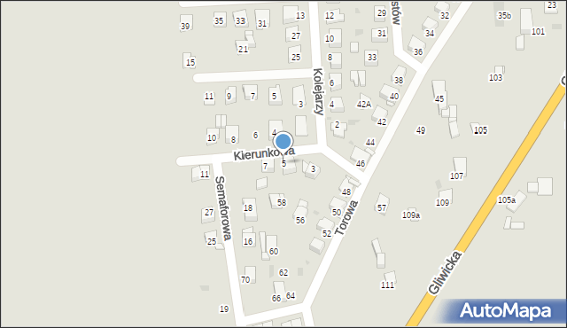 Tarnowskie Góry, Kierunkowa, 5, mapa Tarnowskie Góry