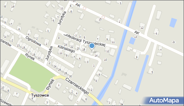 Tyszowce, Kilińskiego Jana, płk., 16, mapa Tyszowce