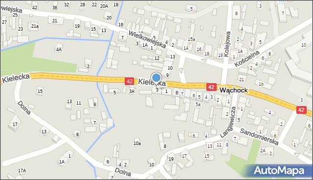Wąchock, Kielecka, 3, mapa Wąchock