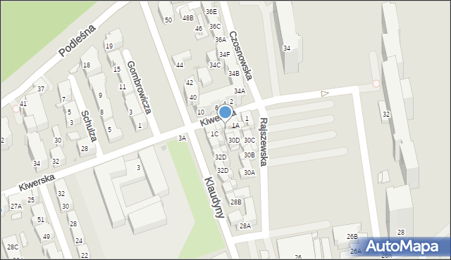 Warszawa, Kiwerska, 1B, mapa Warszawy