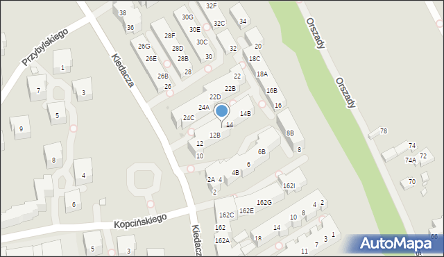 Warszawa, Kiedacza Zbigniewa Stanisława, ppłk., 12C, mapa Warszawy