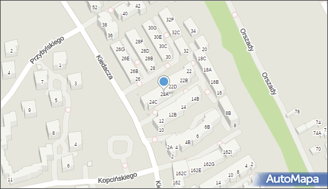 Warszawa, Kiedacza Zbigniewa Stanisława, ppłk., 24A, mapa Warszawy