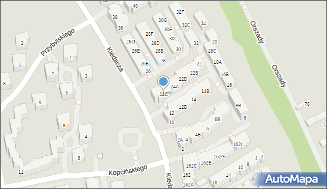 Warszawa, Kiedacza Zbigniewa Stanisława, ppłk., 24C, mapa Warszawy