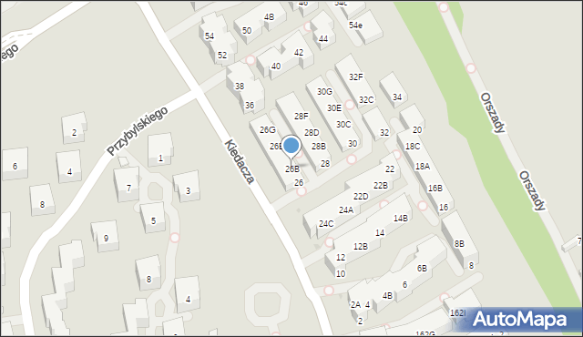 Warszawa, Kiedacza Zbigniewa Stanisława, ppłk., 26B, mapa Warszawy