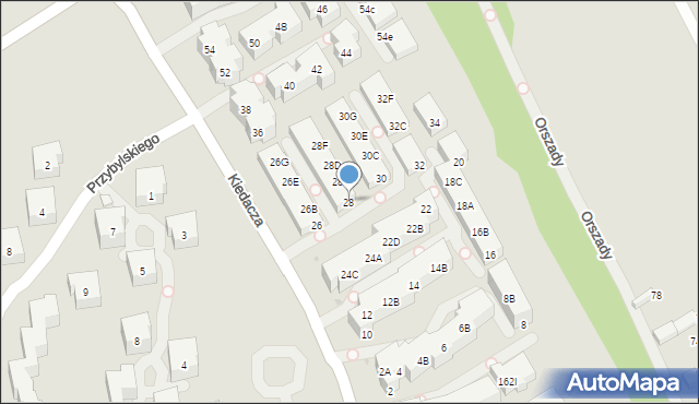 Warszawa, Kiedacza Zbigniewa Stanisława, ppłk., 28, mapa Warszawy