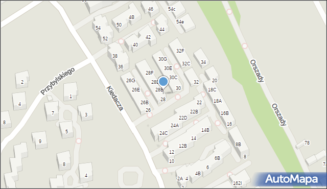 Warszawa, Kiedacza Zbigniewa Stanisława, ppłk., 28A, mapa Warszawy