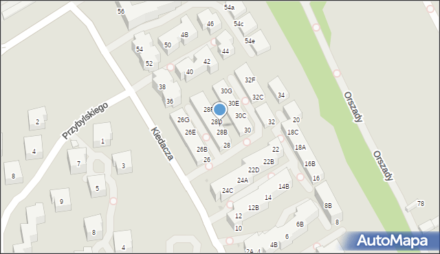 Warszawa, Kiedacza Zbigniewa Stanisława, ppłk., 28C, mapa Warszawy