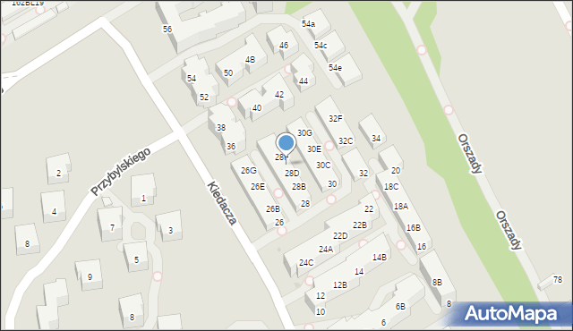 Warszawa, Kiedacza Zbigniewa Stanisława, ppłk., 28E, mapa Warszawy