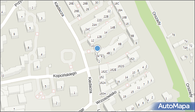 Warszawa, Kiedacza Zbigniewa Stanisława, ppłk., 2A, mapa Warszawy