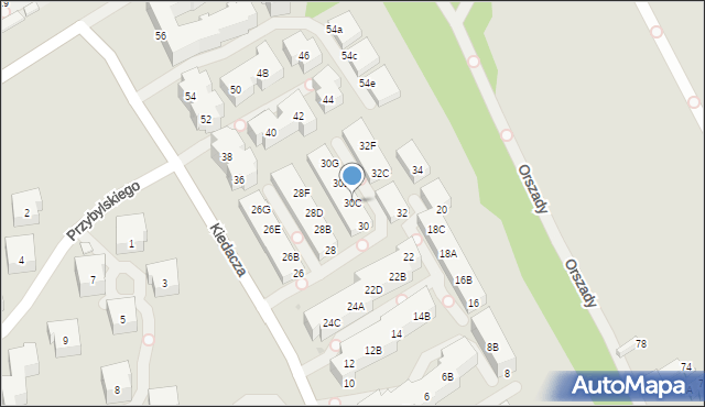 Warszawa, Kiedacza Zbigniewa Stanisława, ppłk., 30C, mapa Warszawy