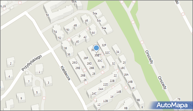 Warszawa, Kiedacza Zbigniewa Stanisława, ppłk., 30E, mapa Warszawy