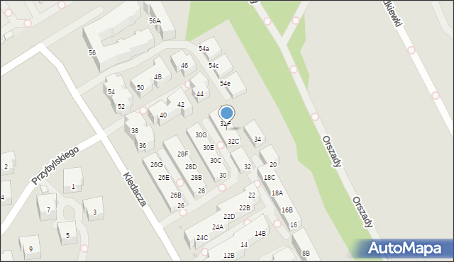 Warszawa, Kiedacza Zbigniewa Stanisława, ppłk., 32E, mapa Warszawy