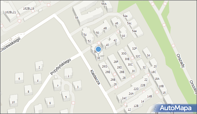 Warszawa, Kiedacza Zbigniewa Stanisława, ppłk., 36, mapa Warszawy