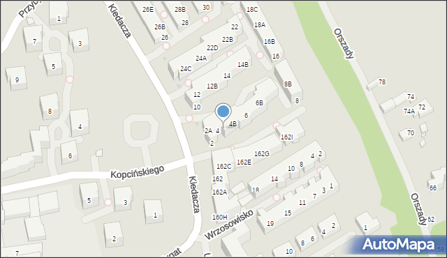 Warszawa, Kiedacza Zbigniewa Stanisława, ppłk., 4A, mapa Warszawy