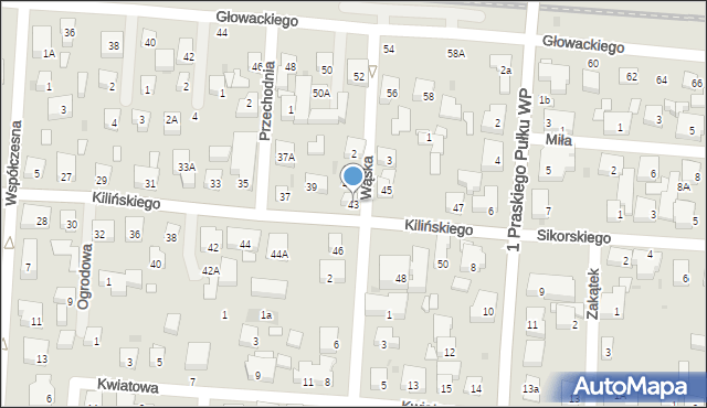 Warszawa, Kilińskiego Jana, płk., 43, mapa Warszawy