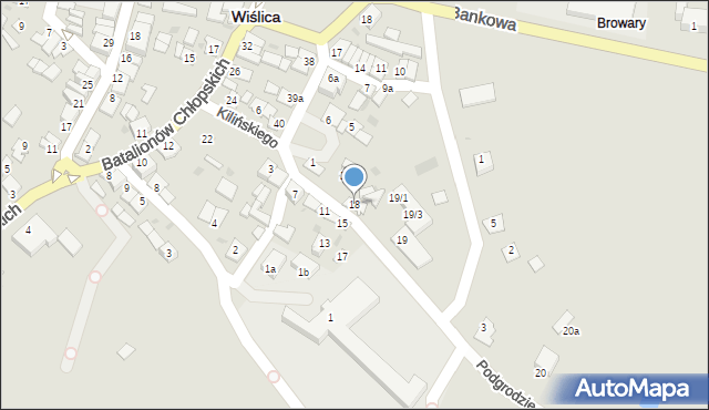 Wiślica, Kilińskiego Jana, płk., 18, mapa Wiślica