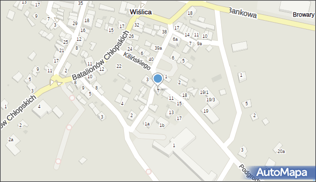 Wiślica, Kilińskiego Jana, płk., 7, mapa Wiślica