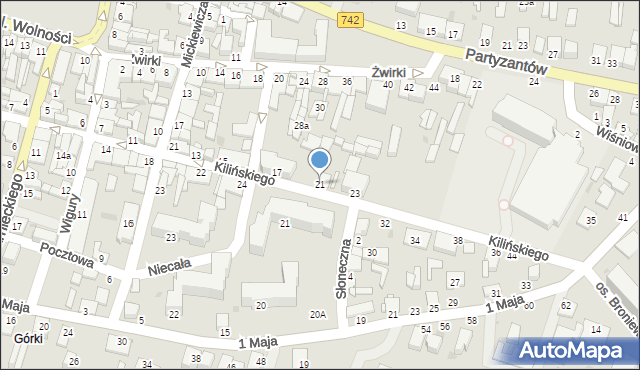 Włoszczowa, Kilińskiego Jana, płk., 21, mapa Włoszczowa