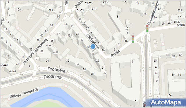 Wrocław, Kilińskiego Jana, płk., 28, mapa Wrocławia