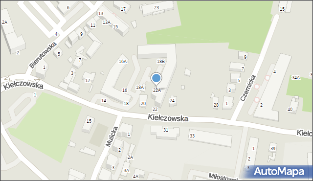 Wrocław, Kiełczowska, 22A, mapa Wrocławia