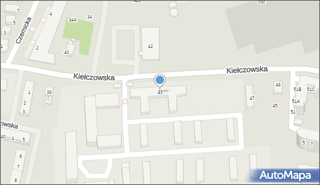Wrocław, Kiełczowska, 43, mapa Wrocławia
