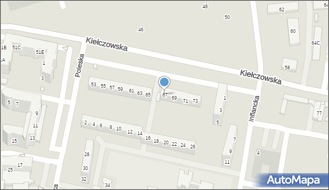 Wrocław, Kiełczowska, 67, mapa Wrocławia