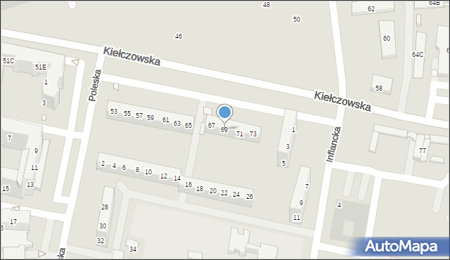 Wrocław, Kiełczowska, 69, mapa Wrocławia