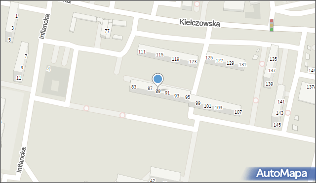 Wrocław, Kiełczowska, 89, mapa Wrocławia